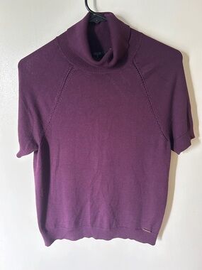 T Tahari Short Sleeve Turtleneck Sweater - Purple